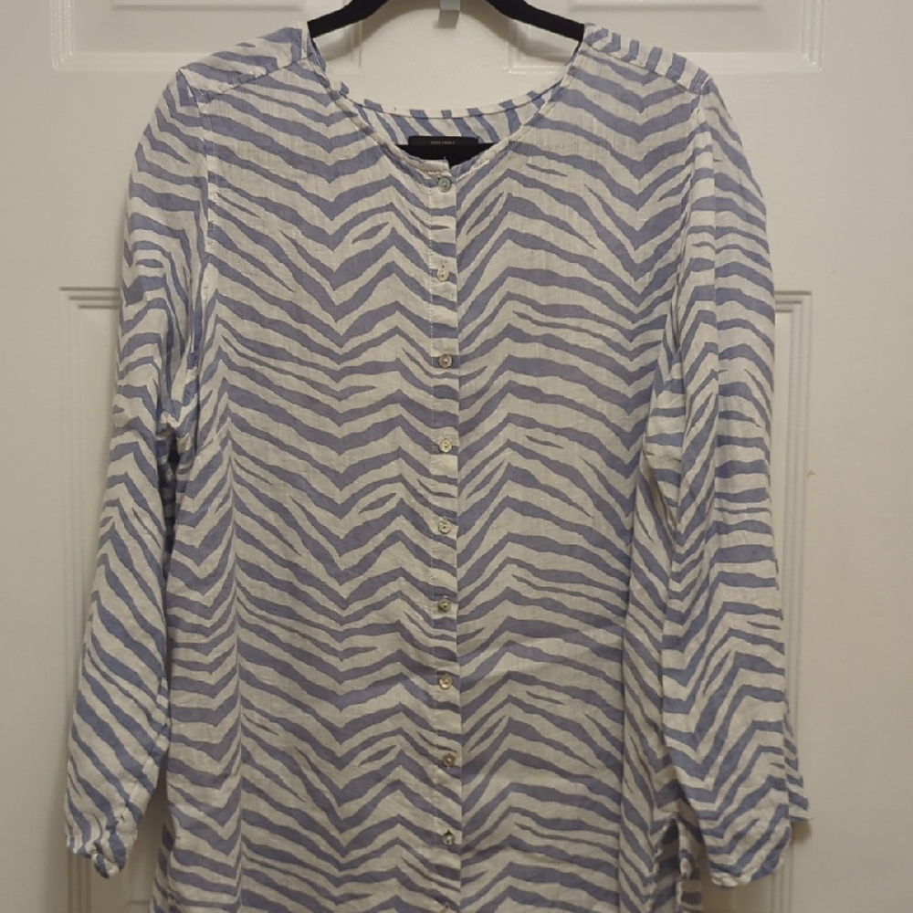 Sz.1X Tahari Zebra Striped Linen Shirt